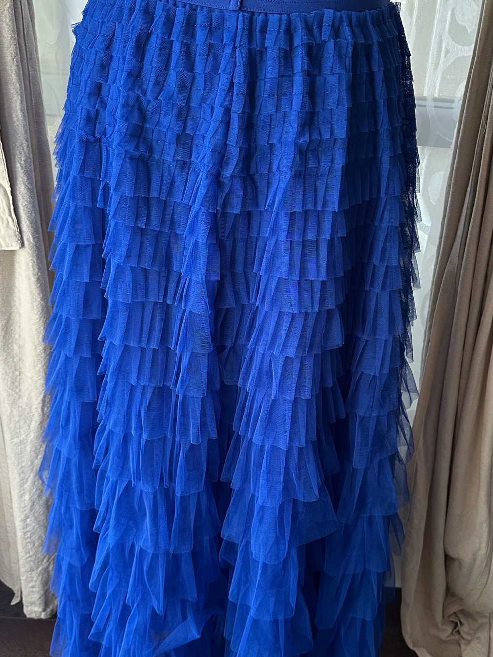 Royal Blue High-Low Tiered Ruffle Maxi Skirt - Women - Picture 5 of 9